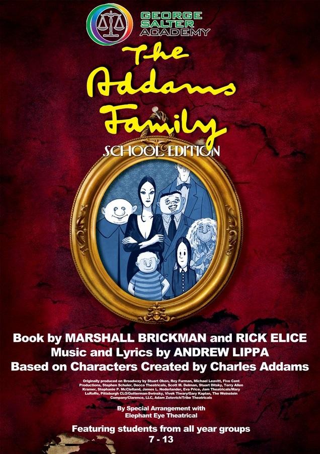 DramaGroups's tweet photo. George Salter Academy @GSADrama present "The Addams Family" see https://t.co/XH5G8Ihl7H #Shows #UK #Feb2024 - you can list your Show at @DramaGroups absolutely free! #amdram #breakaleg @followers https://t.co/I4XGuJTjmO