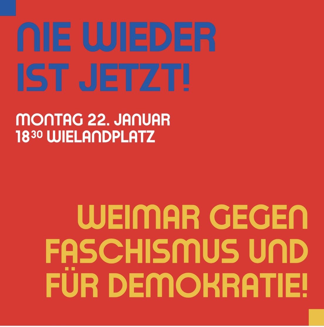 Am Montag, 22.1., steht #Weimar zusammen gegen rassistische Hetze und autoritäre Deportationsphantasien sowie für #Demokratie und eine weltoffene Gesellschaft. Ich werde auf der von Studierenden der ⁦@bauhaus_uni⁩ organisierten Demo sprechen.