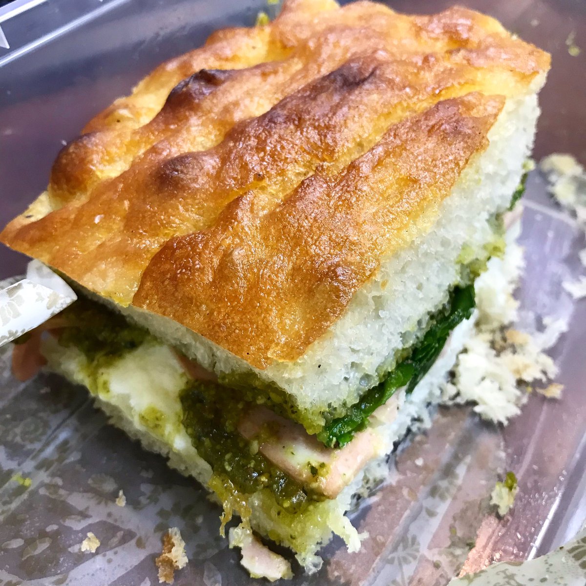 foodamnph's tweet photo. Food tasting of the week! (Literally last week), this is the Italian Mortadella sandwich with Schiacciata bread, burrata, mascarpone, arugula, mortadella and arugula pistachio pesto. (8/10)
#foodamnph #foodamn #foodamnphilippines
#manilahotelfoodies #foodamnphilippinesreviews https://t.co/xAAGCXZnEZ