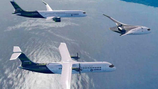 slcuervo's tweet photo. Airbus ya casi tiene a punto sus motores eléctricos para aviones. Funcionan con pila de combustible de hidrógeno. 

ESTA es la aplicación del hidrógeno (verde) en transportes, y no en transporte por carretera (coches, camiones…): el hidrógeno ha de usarse para descarbonizar el transporte allí donde no es posible hacerlo con baterías. ¿El motivo? La electrificación directa con baterías es mucho más eficiente en coches, furgonetas, buses, camiones, etc. pero por su peso no es posible en aviones. 

Airbus lo tiene claro, por eso desarrolla aviones eléctricos con pila de combustible a hidrógeno. 

Todos los detalles, aquí 
👇🏼👇🏼

https://t.co/FjIqLg4fyx