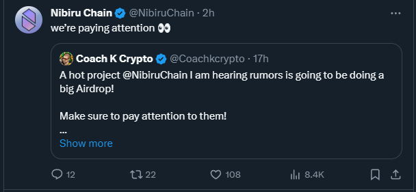 SwiatKrypto's tweet photo. 🪂 4 Airdropy

🎁 Airdrop $NIBI
Nibiru Chain - kolejny projekt budowany na cosmosie będzie dystrybuował 🎁👀

🎁 Airdrop $MOTUS
Tutaj część airdropa spadnie dla stakerów ATOM, AKT, TIA a 40% pójdzie do użytkowników testnetu

🎁 Airdrop $SAVM
Dodali do swojego githuba nowe repozytorium i wszystko wskazuje na to, że będzie airdrop dla testerów

🎁 Airdrop $WOSMO 
Memcoin, który pojawił się na portfelu każdej osoby, która stakowała OSMO (nie można nim handlować i nie polecam robić nic na własną rękę)

🎁 aa i $PYTH też wrzuciłem na staking 2 dni temu (pozycja tylko pod nadchodzące airdropy)

Podoba mi się ten wysyp airdropów, który ma aktualnie miejsce, miejmy nadzieje że będą coś warte 💸

Jeśli doceniasz taką formę zagregowanych informacji, zostaw like/retweet i zapisz ten post na później 🙌

Pozdro wariacie✌️