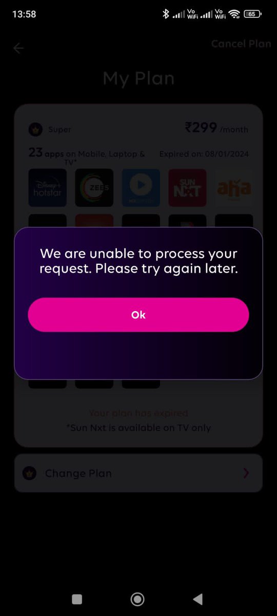 lalit24's tweet photo. @TataPlayBinge 
subscriber id:-1312717513 
Tata binge app and site both are utterly unreliable and useless applications u simply can’t cancel ur binge subscription 
@TataPlayin @tataplayfiber tata sucks https://t.co/4V51hcGifI