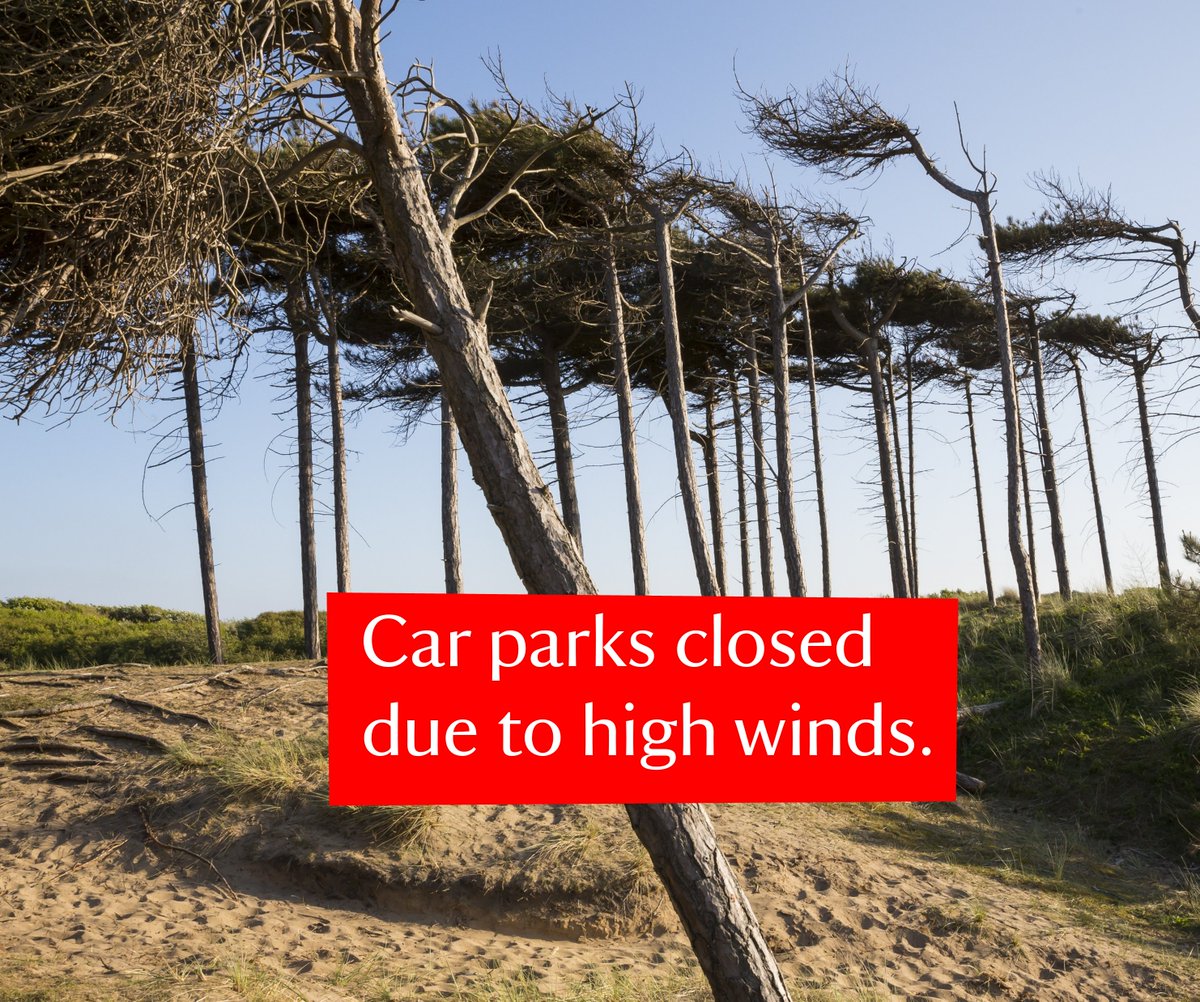 Due to high winds, Victoria Road and Lifeboat Road car parks and toilets will be closing at 12noon today. For your own safety we would advise planning your visit for another time. The team are aiming to re-open late afternoon on Weds 24th Jan once safety checks have taken place.