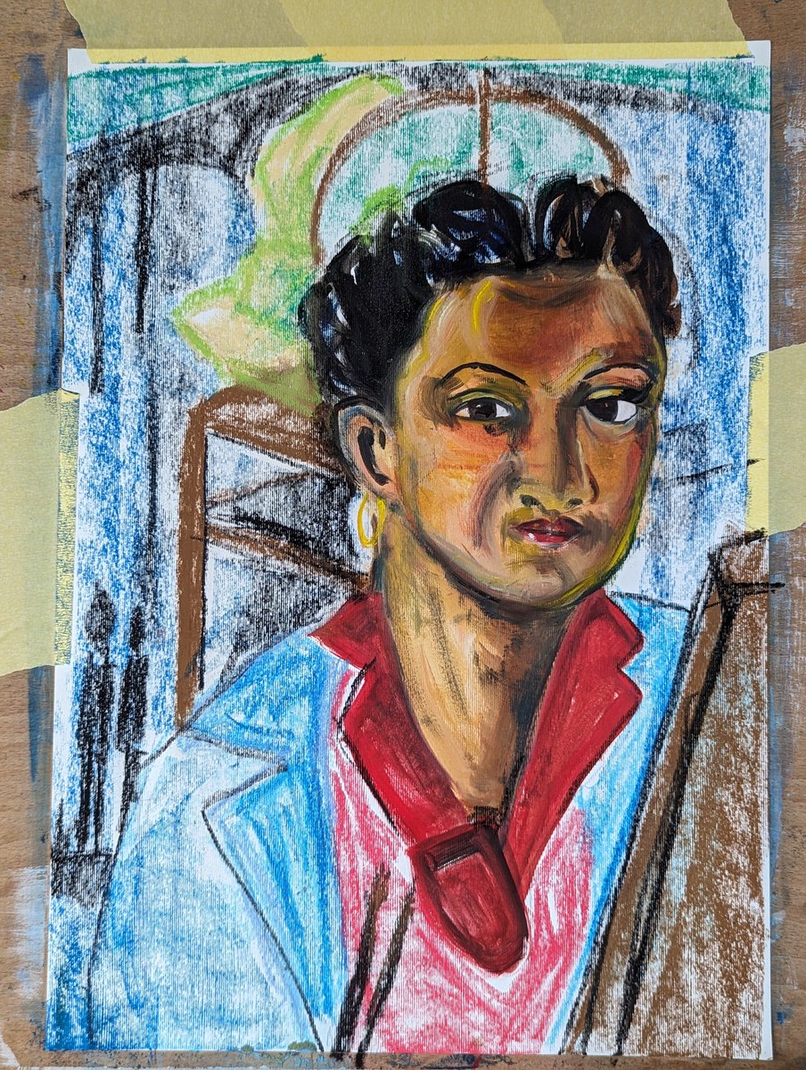 My version of self portrait by Lois Mailou Jones 1940. Thanks to <a href="/StudioTeaBreak/">Virtual Studio</a> for the #portraitchallenge