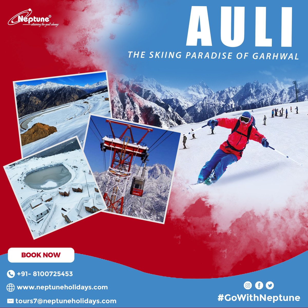 gowithneptune's tweet photo. Explore the skiing paradise of Auli in Garhwal with Go With Neptune! 🏂 Nestled in the Himalayas, Auli offers thrilling slopes for all levels. Join us for an adventure in the snow!
#AuliAdventures #SkiingParadise #GoWithNeptune #neptune❄️🎿 https://t.co/eZWAw38NUp