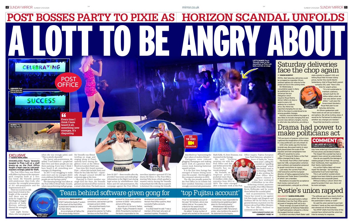 Saskiarowlands2's tweet photo. 🚨EXCL: Shamed Post Office boss Paula Vennells danced to Pixie Lott at an all-expenses-paid company bash – just days after providing “inaccurate and misleading” information to the High Court during legal action by whistleblower Alan Bates and 555 subpostmasters. https://t.co/aNjQM1Uqsa