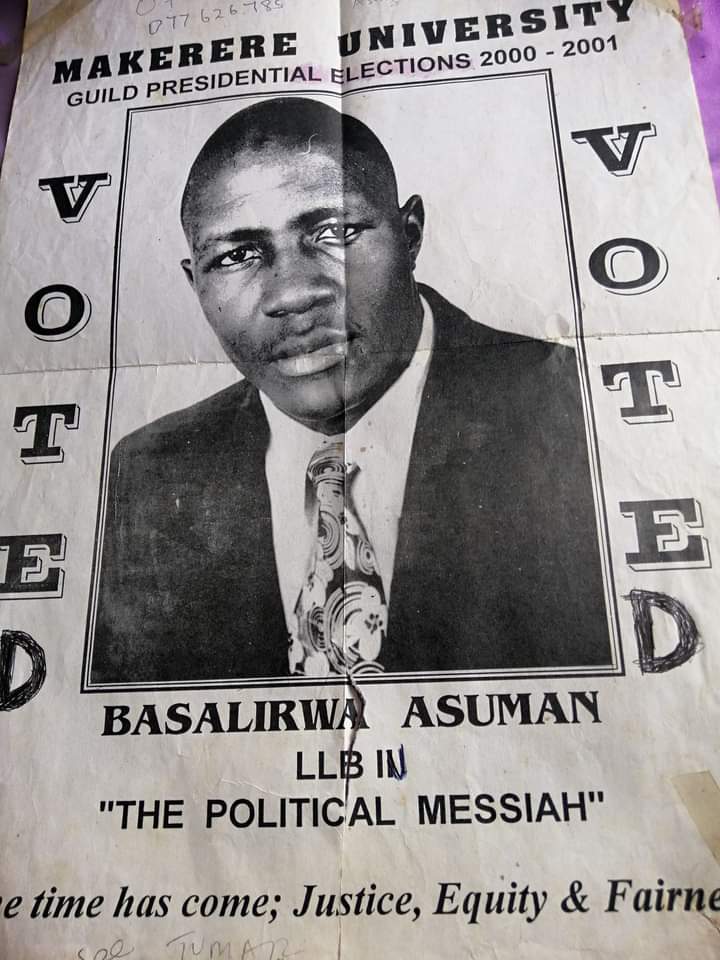 BACK IN TIME : The Year was 2000 and the 'Political Messiah was shaking the Hill'. @HonBasalirwaA served @Makerere as Guild President (2000/01). He's currently serving the people of Bugiri Municipality as their Member of Parliament. So proud of the leader you've lived to become.