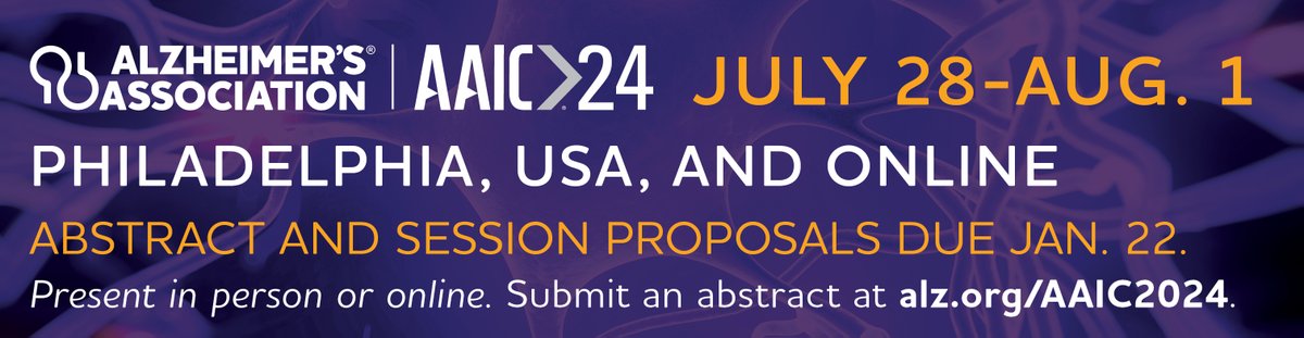 Tomorrow (Jan. 22) is the last day to submit an abstract to @alzassociation #AAIC2024. If you are an @ISTAART member, Jan 26 is your deadline. We will be there...