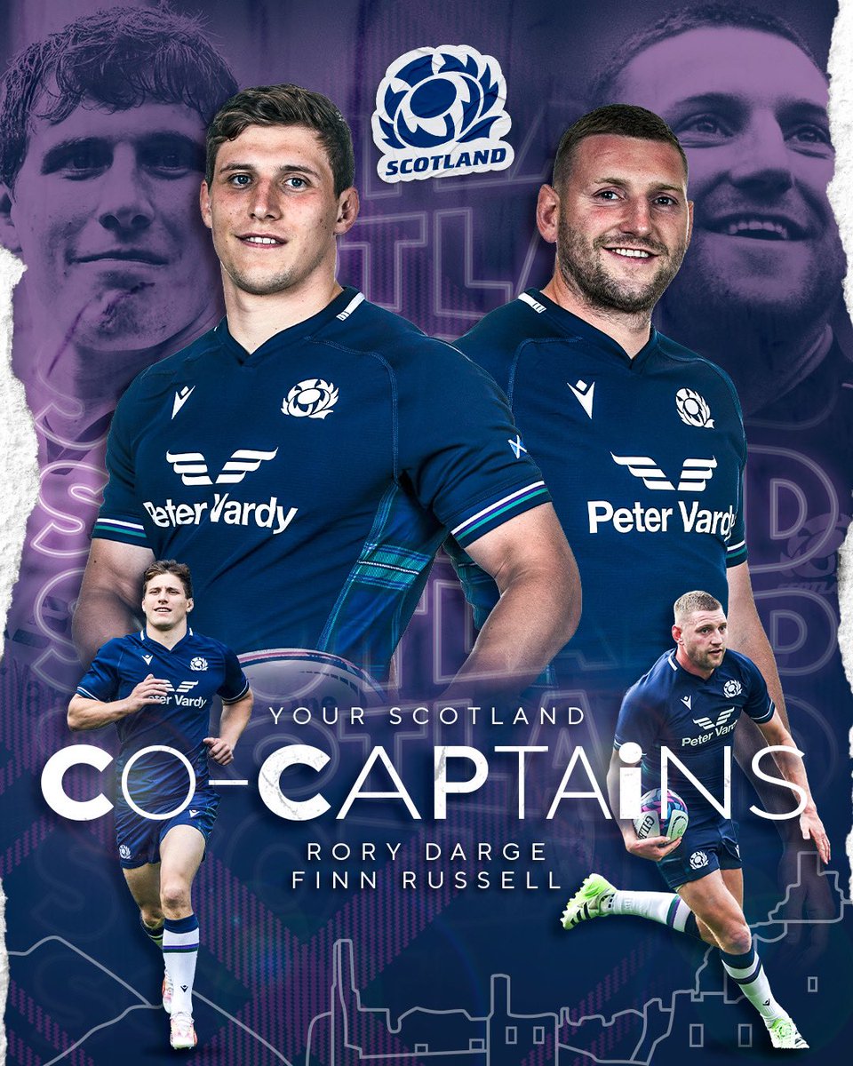 Your Scotland co-captains for the Guinness Men’s Six Nations: Rory Darge & Finn Russell 🏴󠁧󠁢󠁳󠁣󠁴󠁿 More ➡️ bit.ly/3OaOQre