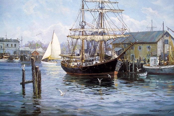 Good Morning Everyone Beginning today with some Maritime art Always light and airy with sails flapping in the breeze. Charles Vickery (1913-98) English artist painted these. He’s highly regarded for his Marine paintings.