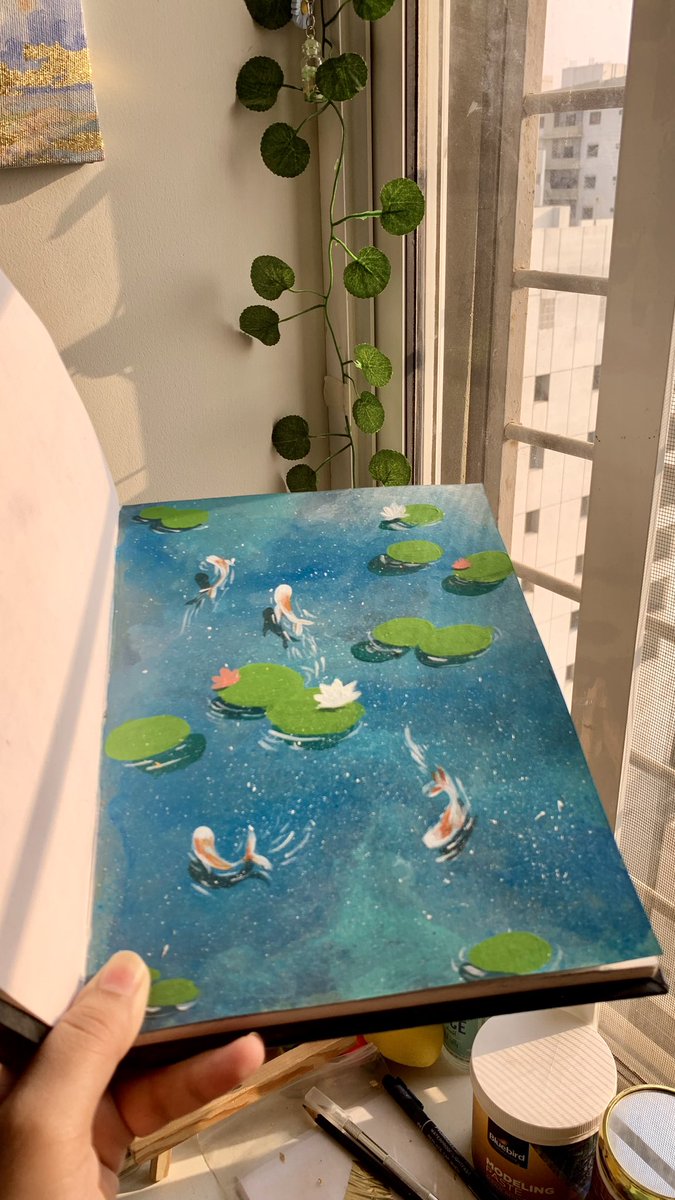 IqraDanyal__'s tweet photo. -Acrylic on sketch book- 🐟🪷 https://t.co/EAwND36Coc