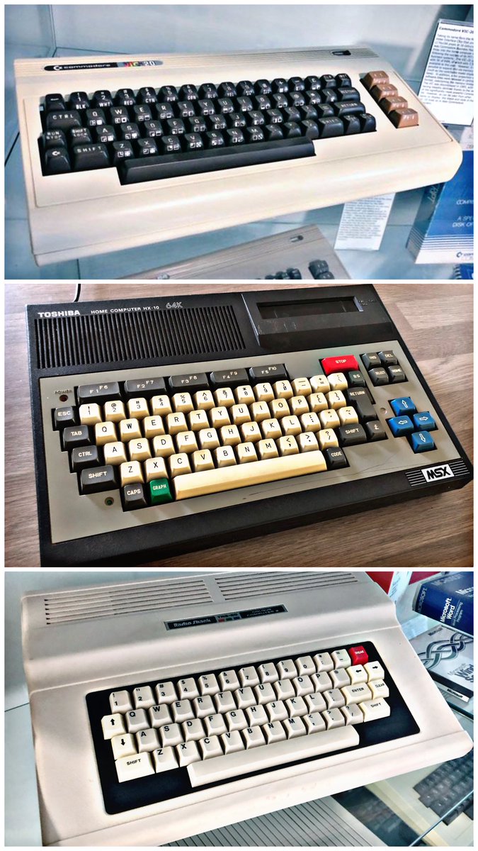 For today’s #RetroTrio we have the #TRS80 #CoCo2, #Commodore #VIC20 and #Toshiba #HX10. Which do you keep, gift and delete from history? #RetroComputing #ComputerHistory #RetroGaming #VideoGames