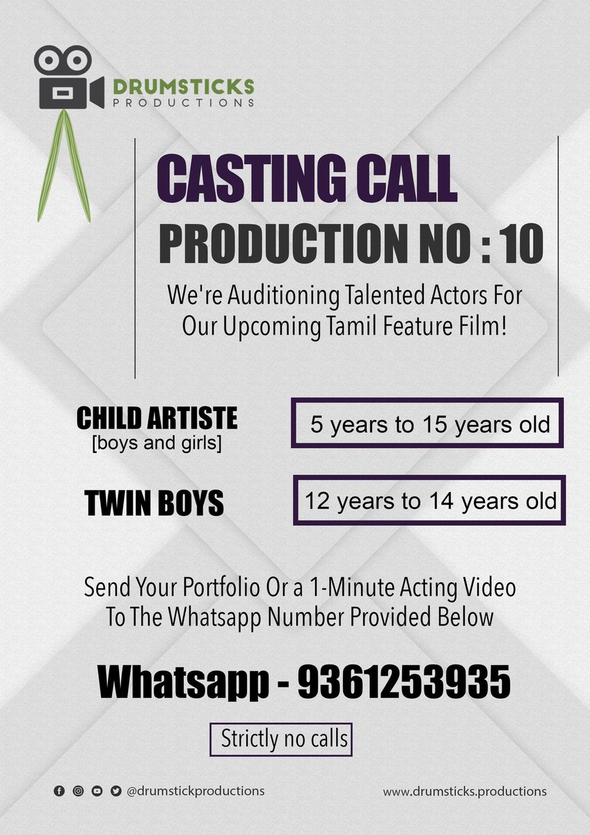 Welcoming all performers to audition for our next project. Your moment to shine is here. Are you ready to steal the moment? #DrumsticksProductions #ProductionNo10 #CastingCall #FilmAuditions