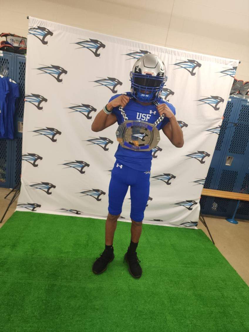 Blessed to receive my first offer <a href="/usf_fb/">USF Football</a>  extremely grateful!🔵⚪️ <a href="/NorthropBruinFB/">Northrop Football</a> #AGTG