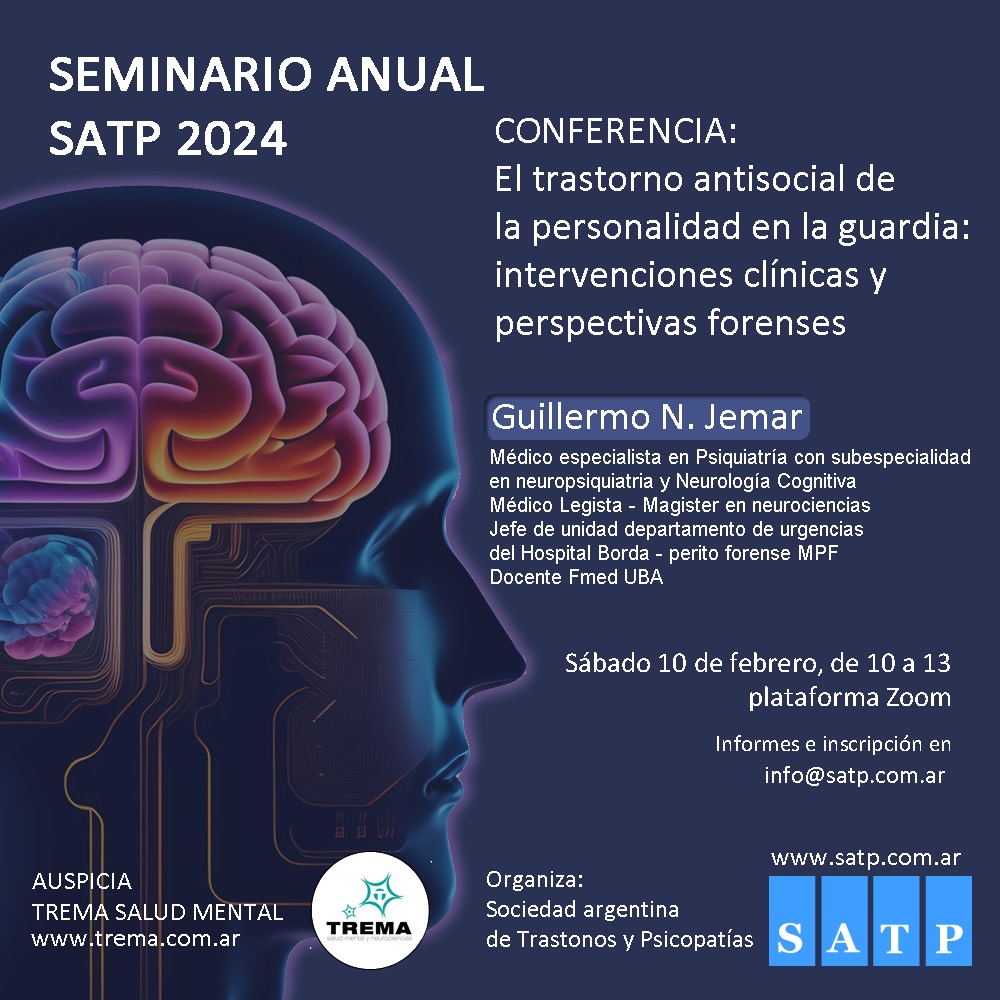 los esperamos! info@satp.com.ar 
#Psicologia #Psiquiatria #SaludMental #Neurociencia #Neuroforense