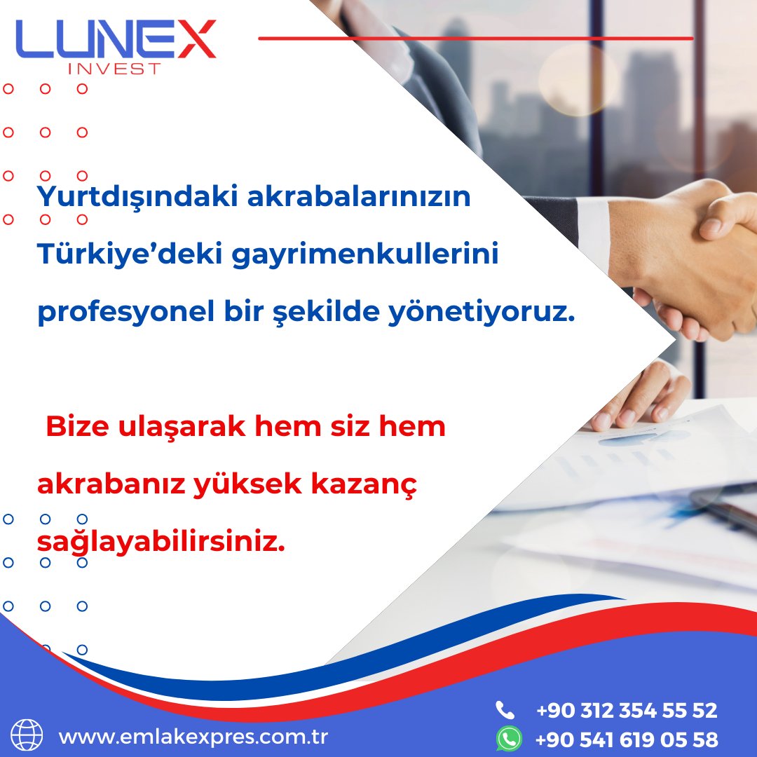 Yurtdışındaki akrabalarınızın Türkiye’deki gayrimenkullerini profesyonel bir şekilde yönetiyoruz.

 emlakexpres.com.tr

#gayrimenkul #emlak #emlakhukuku  #kiracı #tapu #arsa #konut #gayrimenkulyönetimi  #kiralamayöntemi #bakımonarım #kiralıkyönetimi #portföyyönetimi