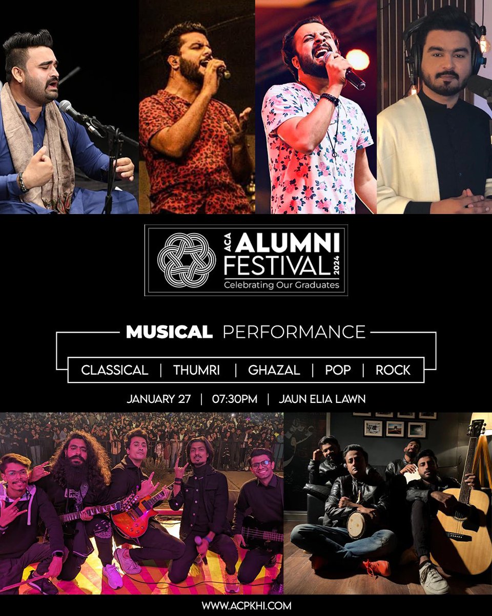 ACPKHI's tweet photo. Join us for a musical performance by Arts Council Academies Alumni at the Alumni Festival 2024.
January 27 | 07:30 PM | Jaun Elia Lawn, ACPKHI
The event is free and open for all.
#acpkhi #artscouncil #alumni #alumnifestival #aciac #acipa https://t.co/EOClqAGmrX