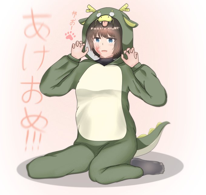 新年イラスト(大 遅 刻)  (着ぐるみのれそばちゃん)