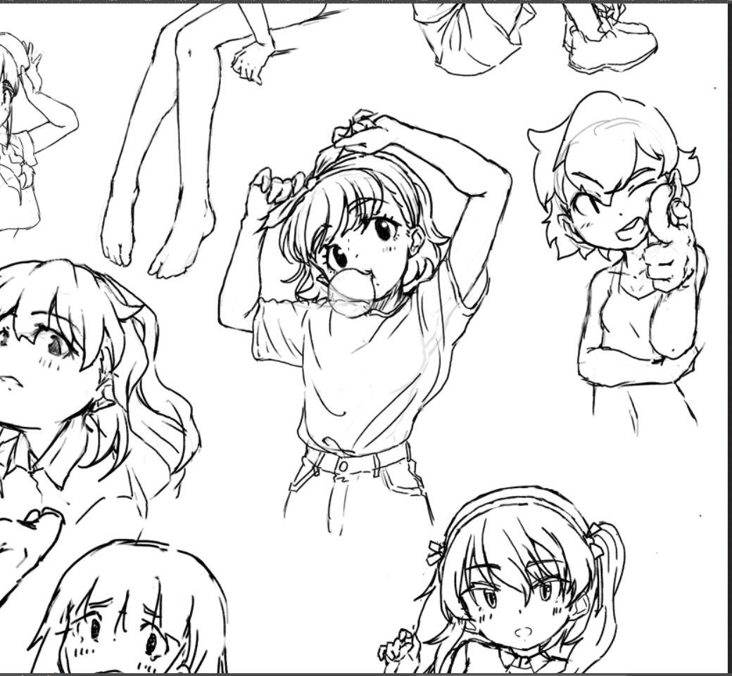 スケッチ集
二枚目のこのポーズはこちらのイラストの元になってます 