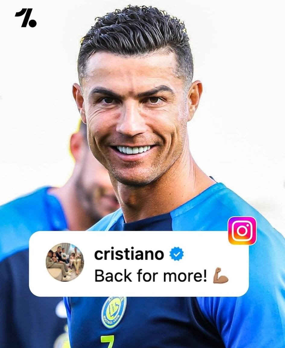 FalackJen's tweet photo. 📷 ANH 7 ĐÃ LÊN TIẾNG SAU KHI MESSI NHẬN GIẢI FIFA THE BEST
📷 Ronaldo trên Instargram📷:" Back for More"
Cristiano Ronaldo hứa hẹn sẽ trở lại đầy mạnh mẽ trong năm 2024📷📷📷
Ảnh: Onefootball
#bongda #ronaldo #thethaomoingay https://t.co/84RWCb9JDu