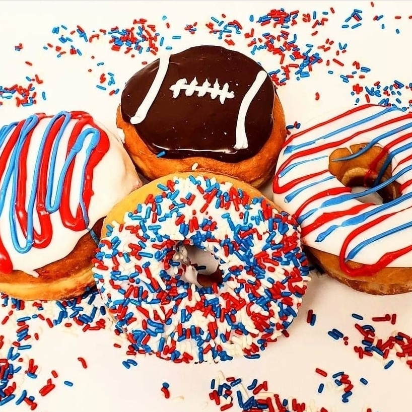 PaulasDonuts's tweet photo. Let's go Buffalo!!!!! 🏈🏈🍩🍩
We have Game Day,  Mocha &amp; Cherry Donuts today!

Order online for a quick pick-up: https://t.co/rCCyNUCwSL 

#BillsMafia    #letsgobuffalo🏈 #tailgating #hotchocolate #whitehotchocolate #coffee #coffeeanddonuts https://t.co/8DwnfdXNw7