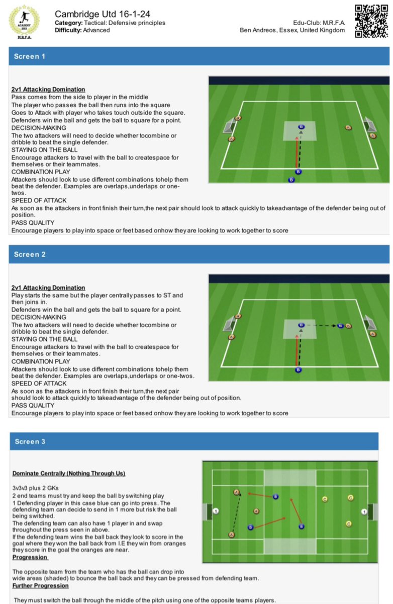 ben_andreos's tweet photo. The @SundayShare10 this week is an academy session working on attacking with an overload and nothing through centrally. Using @SSPlanner @CoachesVoice #SundayShare #coaching #academy #overloads https://t.co/fzQilIZeJB