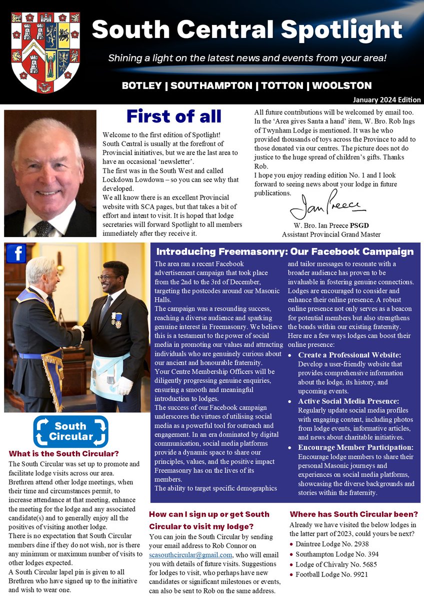 HantsMasonSC's tweet photo. Brethren, please see our new publication, South Central Spotlight. https://t.co/Q6zIgSn8tm