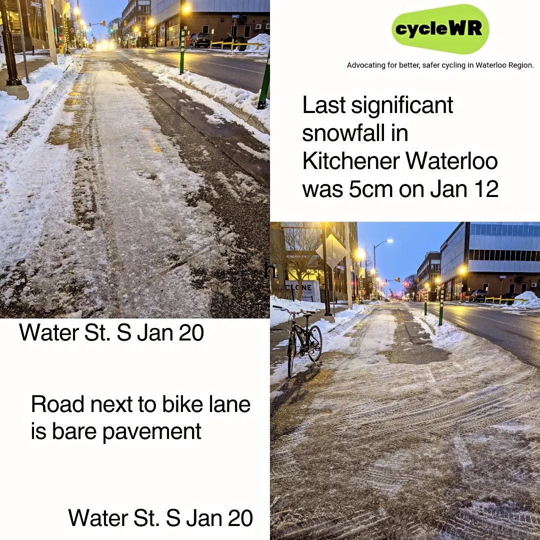 winkyj's tweet photo. It's been more than a week since it last snowed and many bike lanes and pedestrian crossings in downtown Kitchener are not usable.
Whatever the current system is, it's not working.
@CityKitchener @berryonline
#snowmobilityWR https://t.co/TP0RZWZ4Et