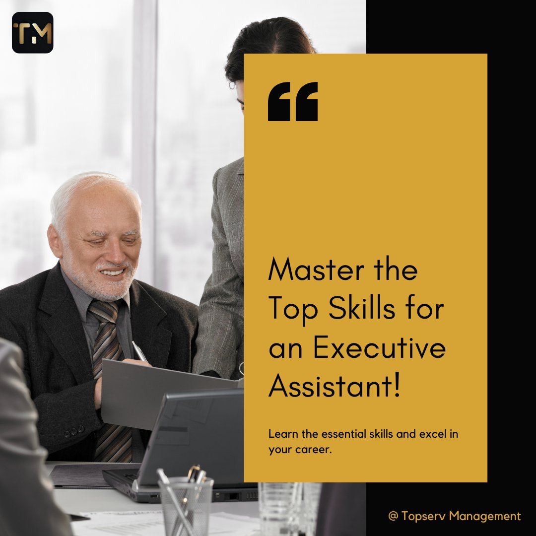 TopservMgmt's tweet photo. Maximize your impact as an Executive Assistant! Master essential skills with Topserv Management: Time Management, Critical Thinking, Administration, Problem-solving, and Technology. Propel your career to new heights. 
#ExecutiveAssistant #CareerSkills #TopservManagement https://t.co/RENKQx3qDA