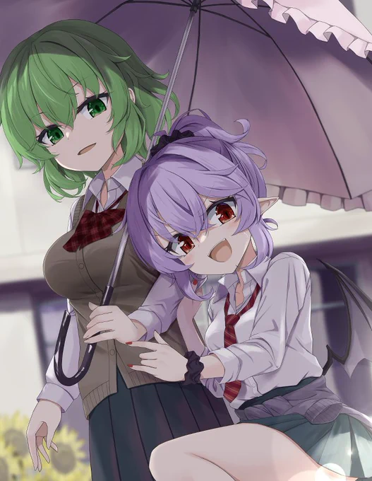 【Skeb】 制服姿のレミリアと幽香描きました! リクエストありがとうございました!