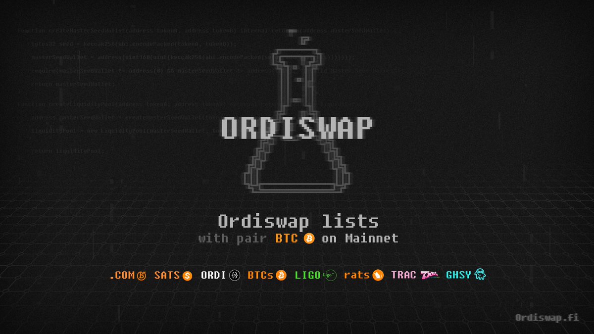 🎉#BRC20 第一个 AMM   Ordiswap 已在 BTC 原生主网上正式上线 ，为庆祝ORDISWAP 主网上线。

🎁抽20U X 5人 

1⃣关注：
<a href="/OrdiswapLabs/">Ordiswap</a> 

<a href="/qingqingge152/">币圈晴格格 MemeMax⚡️</a> 
2⃣点赞转发留地址
3⃣加入电报：t.me/OrdiswapLabs
加入Discord：discord.gg/ordiswap

👉传送门：app.ordiswap.fi