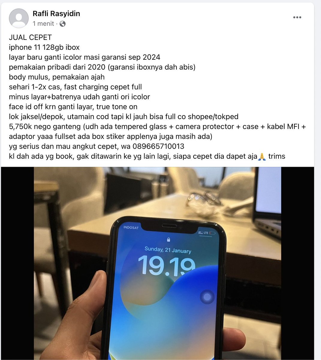 RaR2099's tweet photo. #wts #wtb #zonauang jual BU 

iphone 11 128 gb ex ibox
yg serius aja yaak https://t.co/hfy2LIu9JB