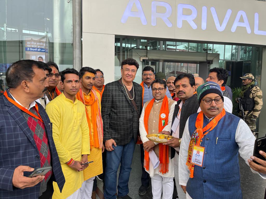 Finally arrived in Ayodhya! Feeling extremely excited & emotional and also feeling blessed to be have arrived in Ayodhya the Birth place of Lord Ram Looking forward to the historic Ram Mandir inauguration tomorrow🏹