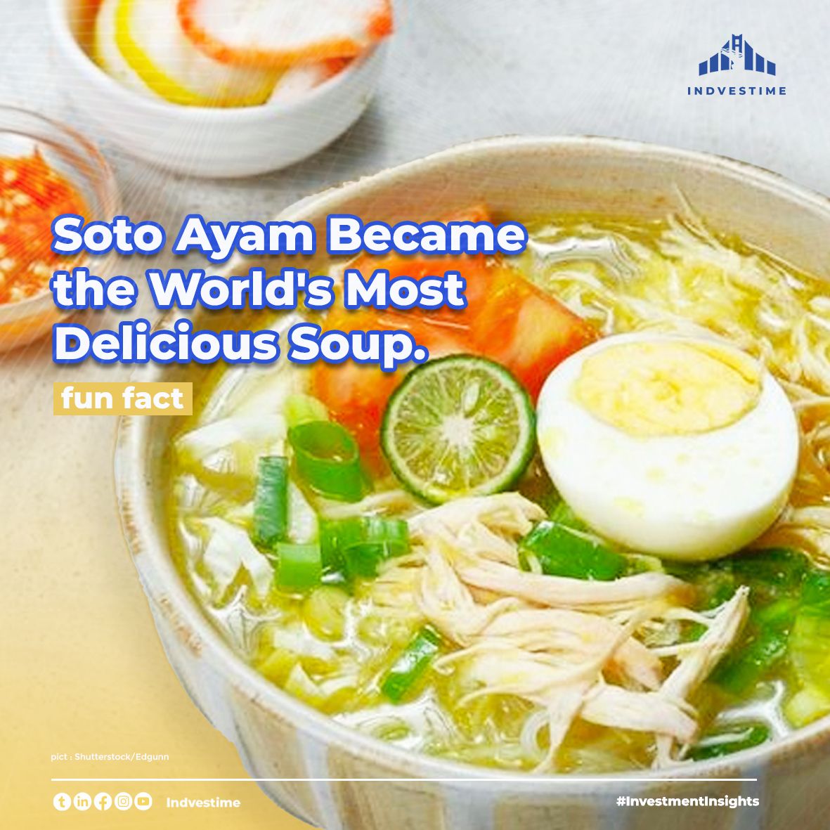 indvestime's tweet photo. Exciting news! CNN Travel crowns Indonesian Soto Ayam as 2024's most delectable soup. Bursting with aromatic spices, this unique dish is a must-try! Thanks to Janet for the recommendation. #FoodieFaves #SotoAyamSensation 🍲🌶️🥣 https://t.co/QJk87kxM5s