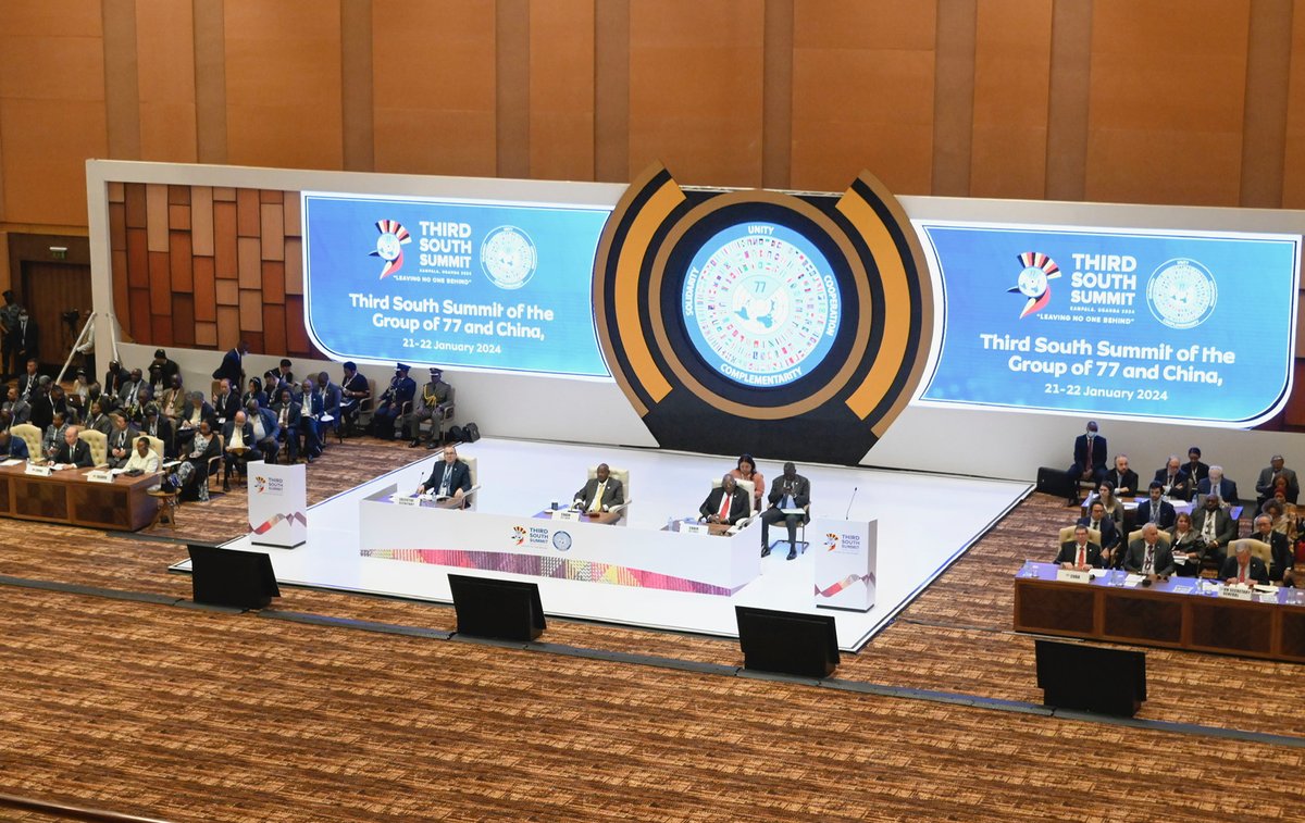 StateHouseUg's tweet photo. Uganda assums the chairmanship of the Group of 77 plus China (G77+China), with President Museveni leading the largest negotiating bloc of developing countries. The group provides members the means to articulate &amp; promote collective economic interests.
#G77ChinaSummitUg24 https://t.co/fB1Rp7u1t5