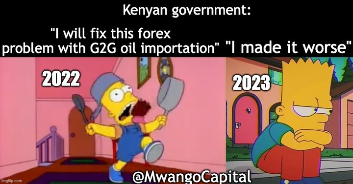 MwangoCapital's tweet photo. @coldtusker @swabrah @Brianmbunde @arnoldi254 @KenyansNoContxt @BrianGeorgeKE @LeonLidigu @OchiengJasper @MihrThakar @kmainaeric 2. The IMF revealed that Kenya is considering exiting the G2G oil deal it initiated in April 2023.

The agreement, meant to stabilize the KES against the USD, is now under scrutiny for potentially distorting the forex market.

#MwangoMemes https://t.co/FTJxBtyIZl