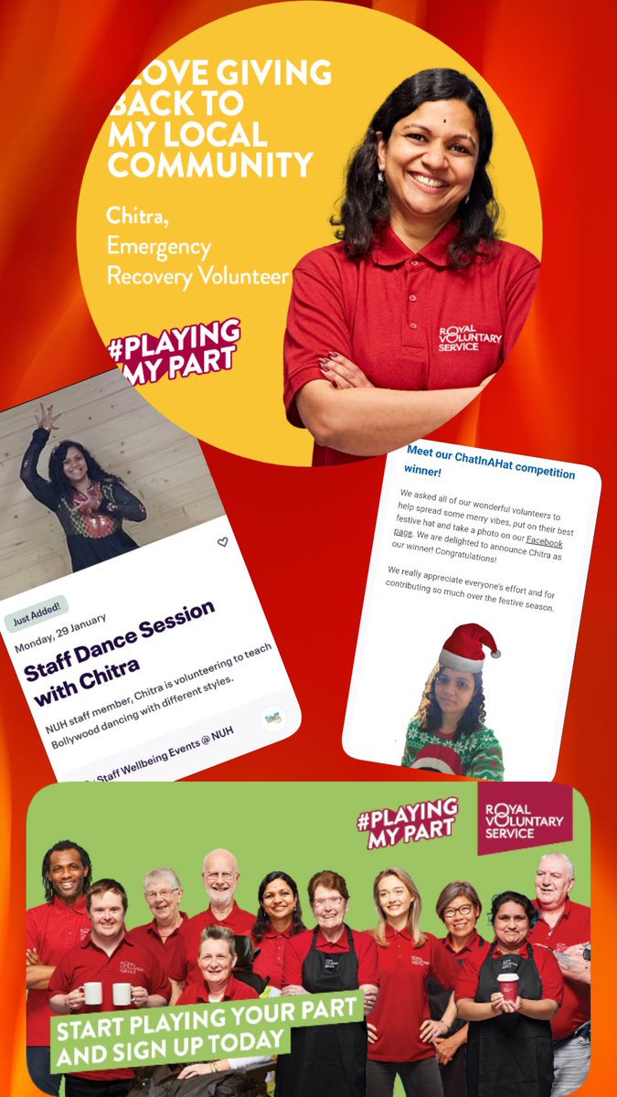 chitraacharya's tweet photo. Fab week! #Volunteering 🙋‍♀️

🦺 #PlayingMyPart campaign launch @RoyalVolService

🤶 #ChatInAHat competition winner @VolResponders

🏃🏾‍♀️ #PrettyMuddy @raceforlife setup team fundraising page for @CR_UK

💃🏽 Planning #Dance sessions for @nottmhospitals staff https://t.co/1M5OnbbB4d