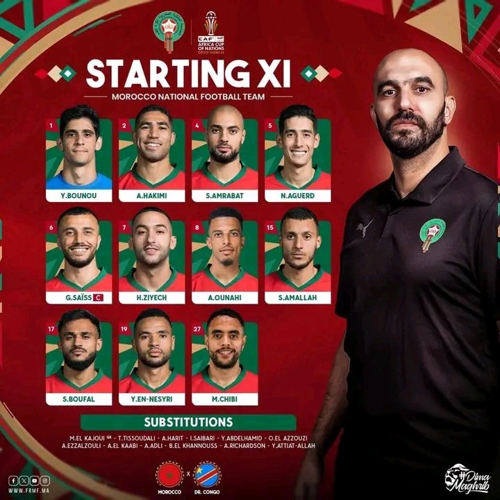 تشكيـــل منتخـــب المغربـــي 
مـا توقعاتكــ للمباراة❓ 
🚨صاحـــب توقــع صحيح سيرفر IP-TV مجانا