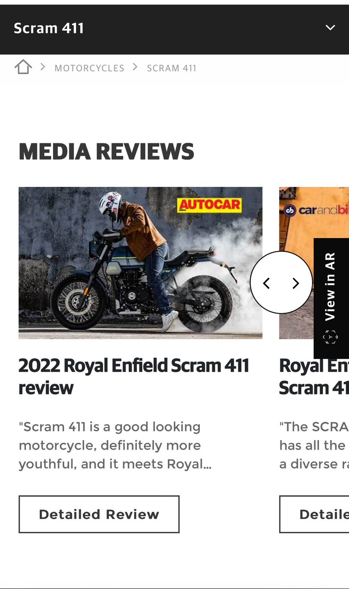 pankjsi's tweet photo. Review link to scram411 looks off , and its landing on 404 @royalenfield it seems to be true for all media review links 

Here is the page where its linked and the link url is https://t.co/QzrieAU5t5 https://t.co/8Xhr1FKT1X
