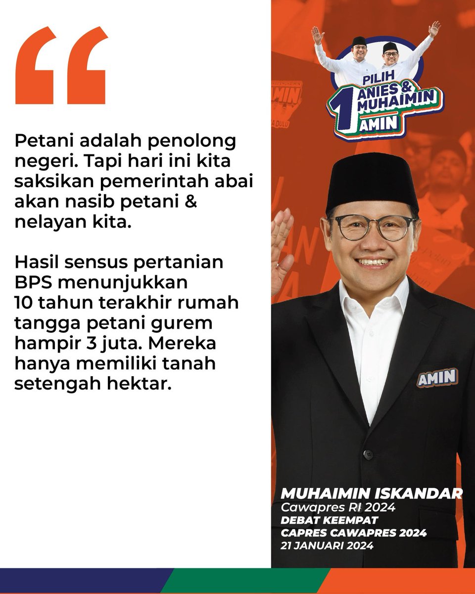 #AMINAjaDulu 
Petani adalah Penolong Negeri
<a href="/cakimiNOW/">A Muhaimin Iskandar</a> <a href="/aniesbaswedan/">Anies Rasyid Baswedan</a> 
<a href="/DPP_PKB/">DPP PKB</a>