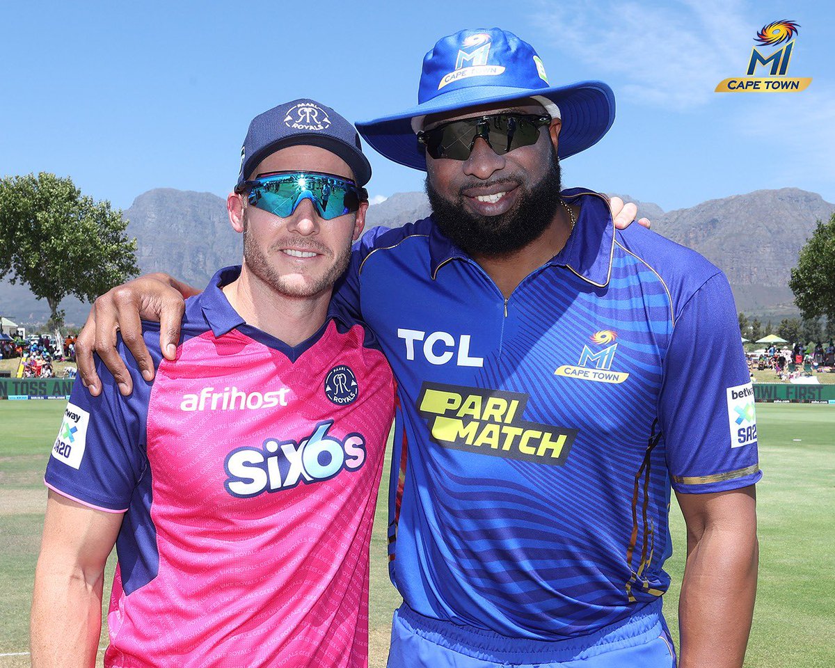 MICapeTown's tweet photo. Captain Pollard ๐ค Captain Miller, this time from Boland Park๐
#OneFamily #MICapetown #PRvsMICT #SA20 https://t.co/W3TkIxDRe2