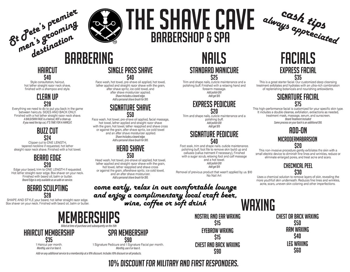 ShaveCave's tweet photo. We're excited to unveil our revamped menu. At the Shave Cave we believe in the power of change and fresh beginnings, just like a great haircut can transform your look and boost your confidence. Our updated menu reflects the latest trends, offering a diverse range of services. https://t.co/TQtMEeTYQz