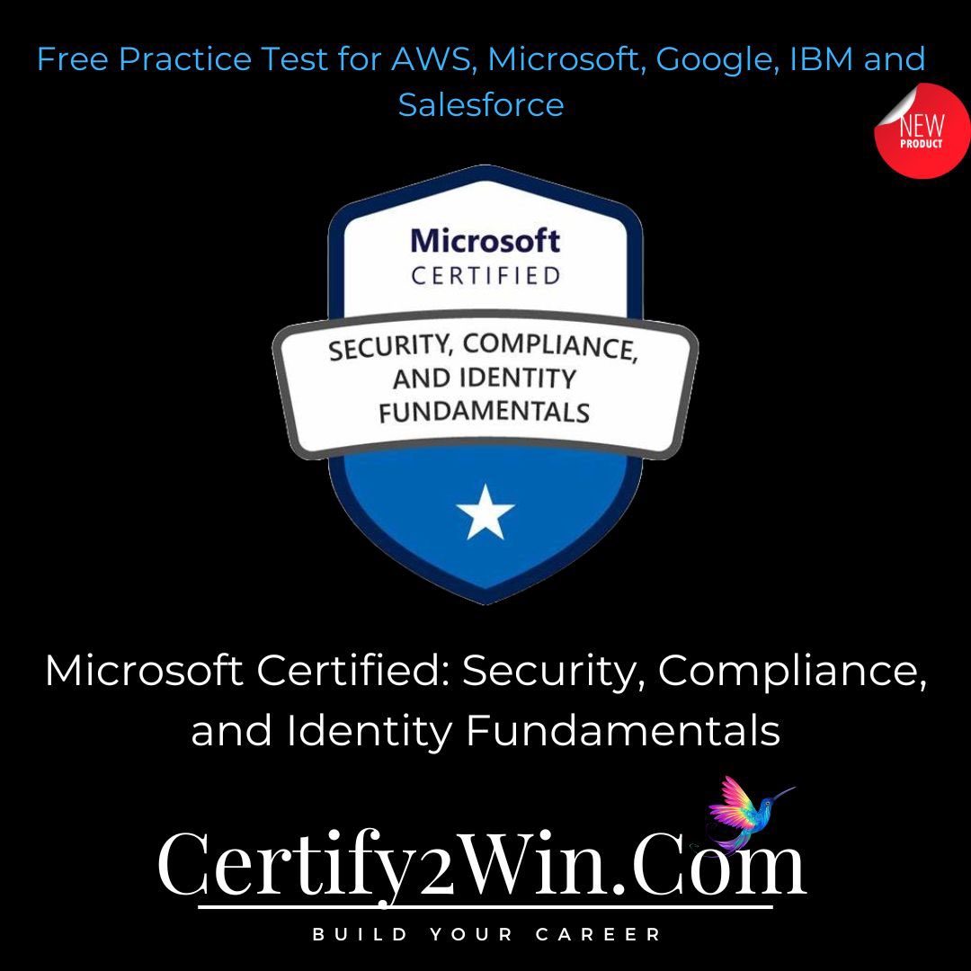 certify2win's tweet photo. Excited to announce that we have added - "Microsoft Certified Security, Compliance and Identity Fundamentals" Practice Test.

It is free to Try!!
Check it out at https://t.co/dBJZBjhnwC

#microsoft  #security  #Certification https://t.co/0gZ67soT60