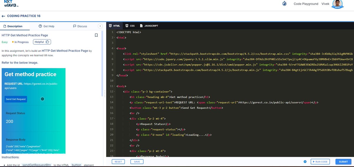 vivekinavalli's tweet photo. today I have completed my HTTP Get Method Practice Page in js.

#fullstack #fullstackdeveloper #fullstackdevelopment #fullstackdev #fullstackmarketers #fullstackwebdeveloper #javafullstack #fullstacklife #fullstackdevelopers #fullstackwebdevelopment https://t.co/jwaEAzWqHA