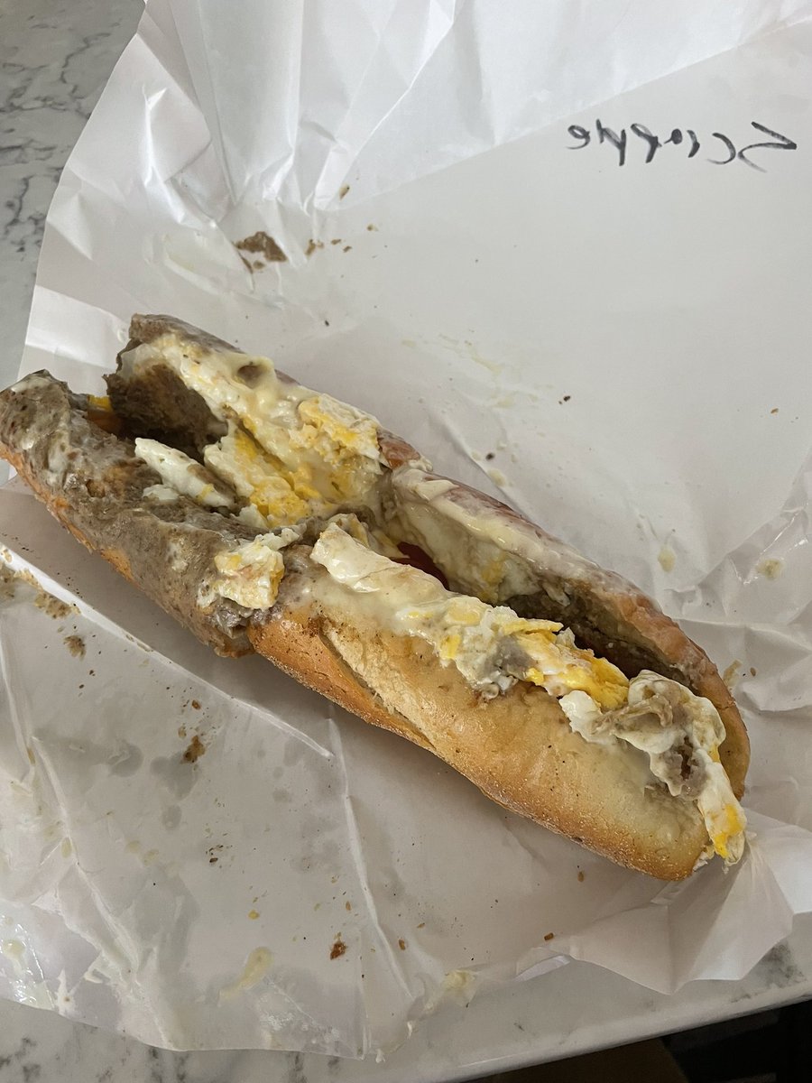 budconway's tweet photo. Scrapple egg and cheese from delco steaks #myplmornings https://t.co/zwMtexKhKp