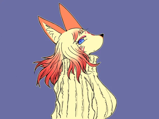 線数少なめで描いたオキツネサマですそれでは皆さん御機嫌よう!#ケモナー#furry #furryart 