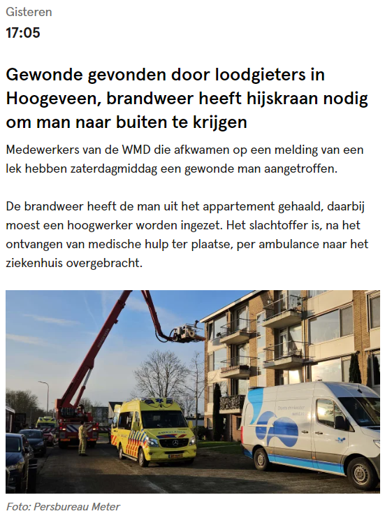 Net als de brandweer in Den Haag heeft de brandweer in Hoogeveen nu ook een hijskraan.
Bron: <a href="/dvhn_nl/">Dagblad van het Noorden</a> 
<a href="/VRDrenthe/">VR Drenthe</a> <a href="/Brandweer_HGL/">Brandweer Haaglanden</a>