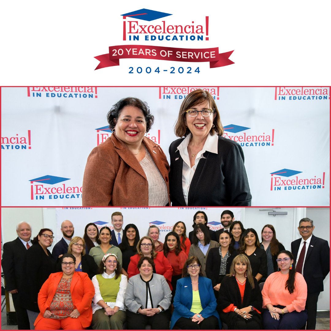 🎉Today, @EdExcelencia is celebrating 20 yrs of service! We are thankful to our Co-founders, @ds_excelencia & Sarita Brown, for their commitment to #LatinoStudentSuccess & creating a community of common cause that is transforming #HigherEd. Stay informed edexcelencia.org