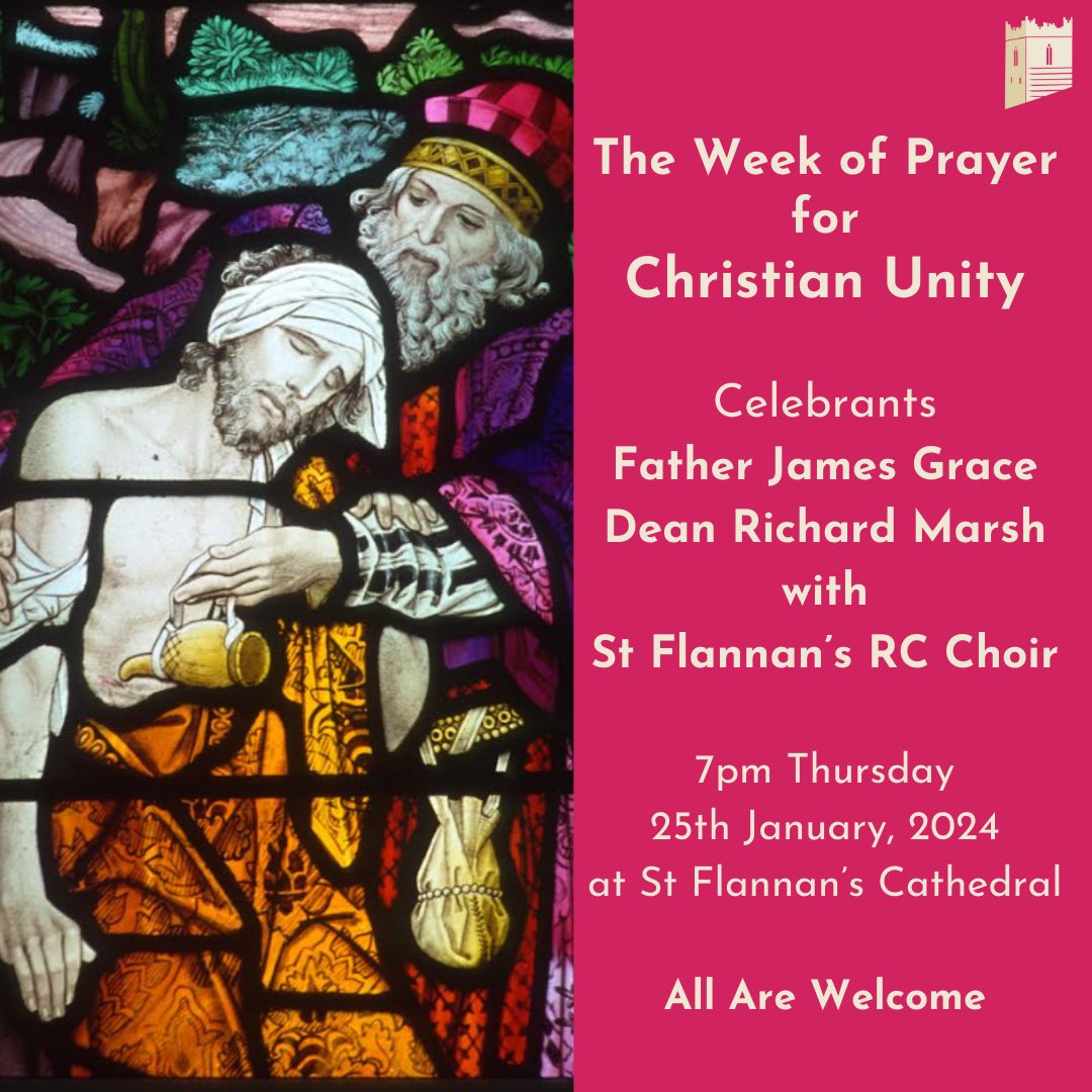 StFlannansCath's tweet photo. Next week is Week of Prayer for Christian Unity. Fr James Grace, Dean Richard and the fantastic St Flannan’s Church Choir will lead a prayer service at 7pm next Thursday at the cathedral. Please join us in Christian unity. Previous tweet stated February instead of January. https://t.co/JhnNTmzpF4