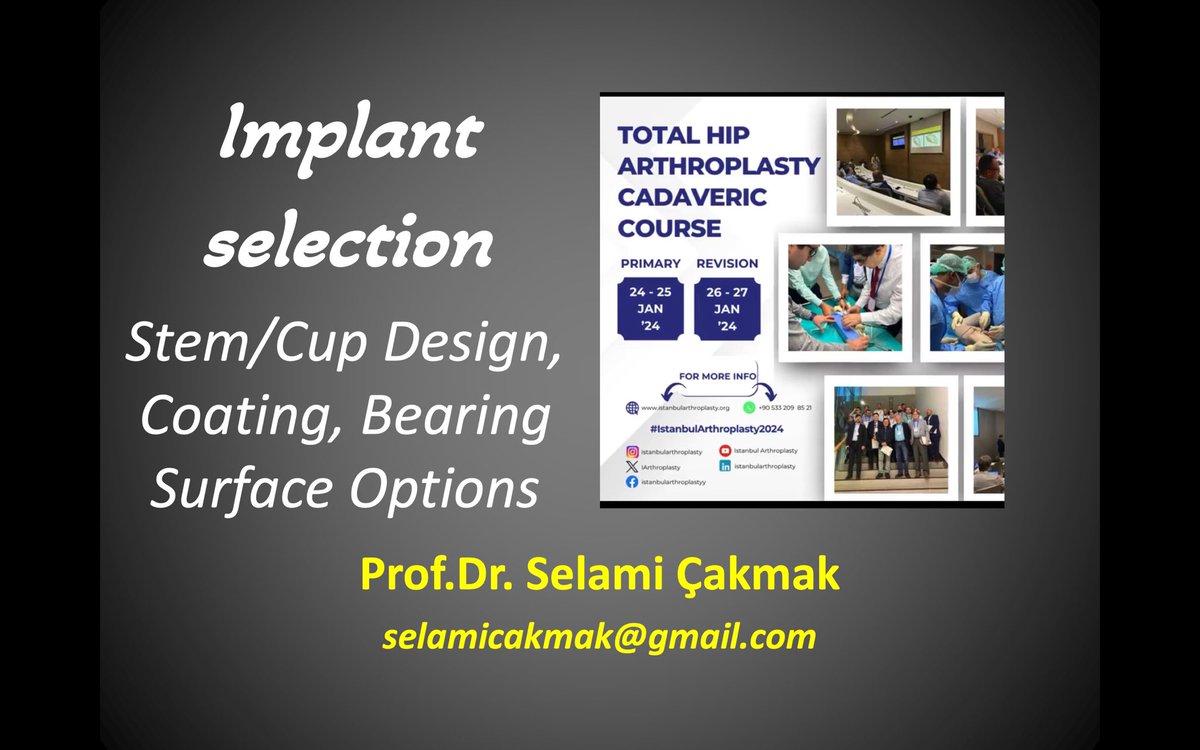 24-27 Jan ‘24 Primary & Revision Total Hip Arthroplasty Cadaveric Course will be held at CASE ACIBADEM ( Center of Advanced Simulation and Education). 
👉🏼Two talks; 
-Implant Selection
-Particle Disease

#totalhipreplacement #totalhip #revisionhiprepacement #istanbularthroplasty